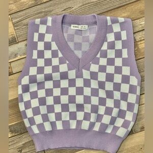 Shein purple checked vest girl size 9 (runs smaller)